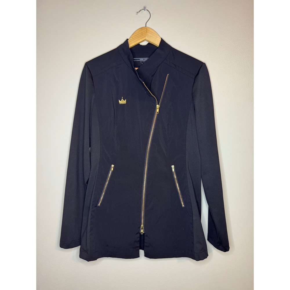 Noel Asmar‎ Black Asymmetrical Zip Jacket Gold Hardware Medium